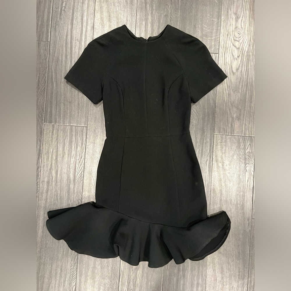 Short Black Dress stretchy flare bottom short sleeve ASOS size 2